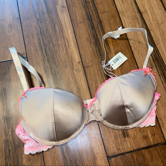 Aerie Gold Push Up Bra Pink Details - Picture 3 of 13